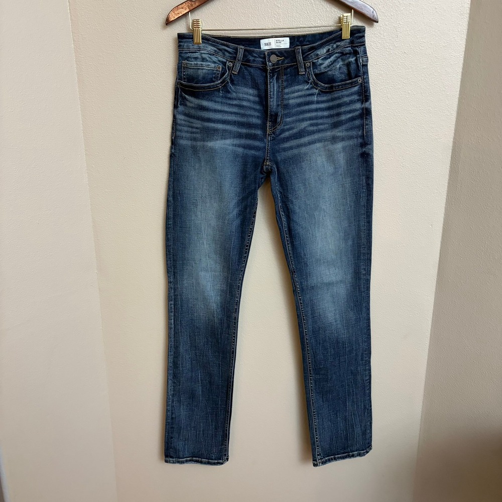 BKE Stella Straight Leg Jeans 31x31.5 Mid-Rise Slim Fit Dark Wash Denim BGK124